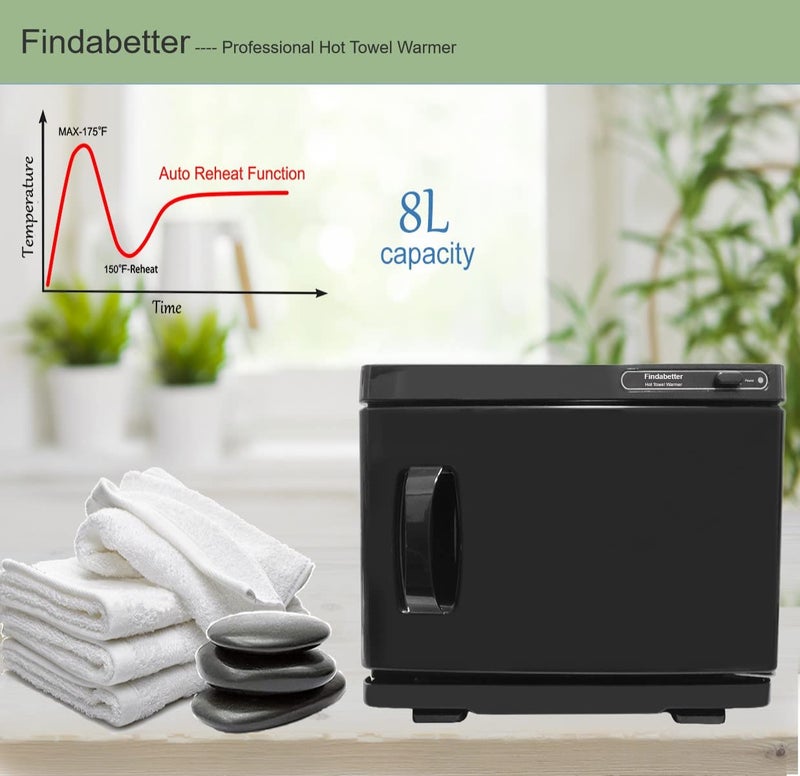 Findabetter سخان المناشف الساخنة، سخان مناشف احترافي، خزانة مناشف ساخنة بسعة 8 لتر، خزانة سخان مناشف احترافية لمناشف الوجه، سخان مناشف متوسط للاستخدام في الصالونات والسبا - Image 3